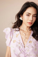 Babyonlines Cute Ivpry Cap Sleeves V-neck Short Lace Dresses