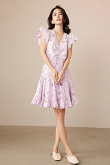 Babyonlines Cute Ivpry Cap Sleeves V-neck Short Lace Dresses