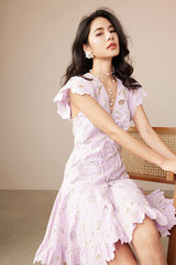 Babyonlines Cute Ivpry Cap Sleeves V-neck Short Lace Dresses