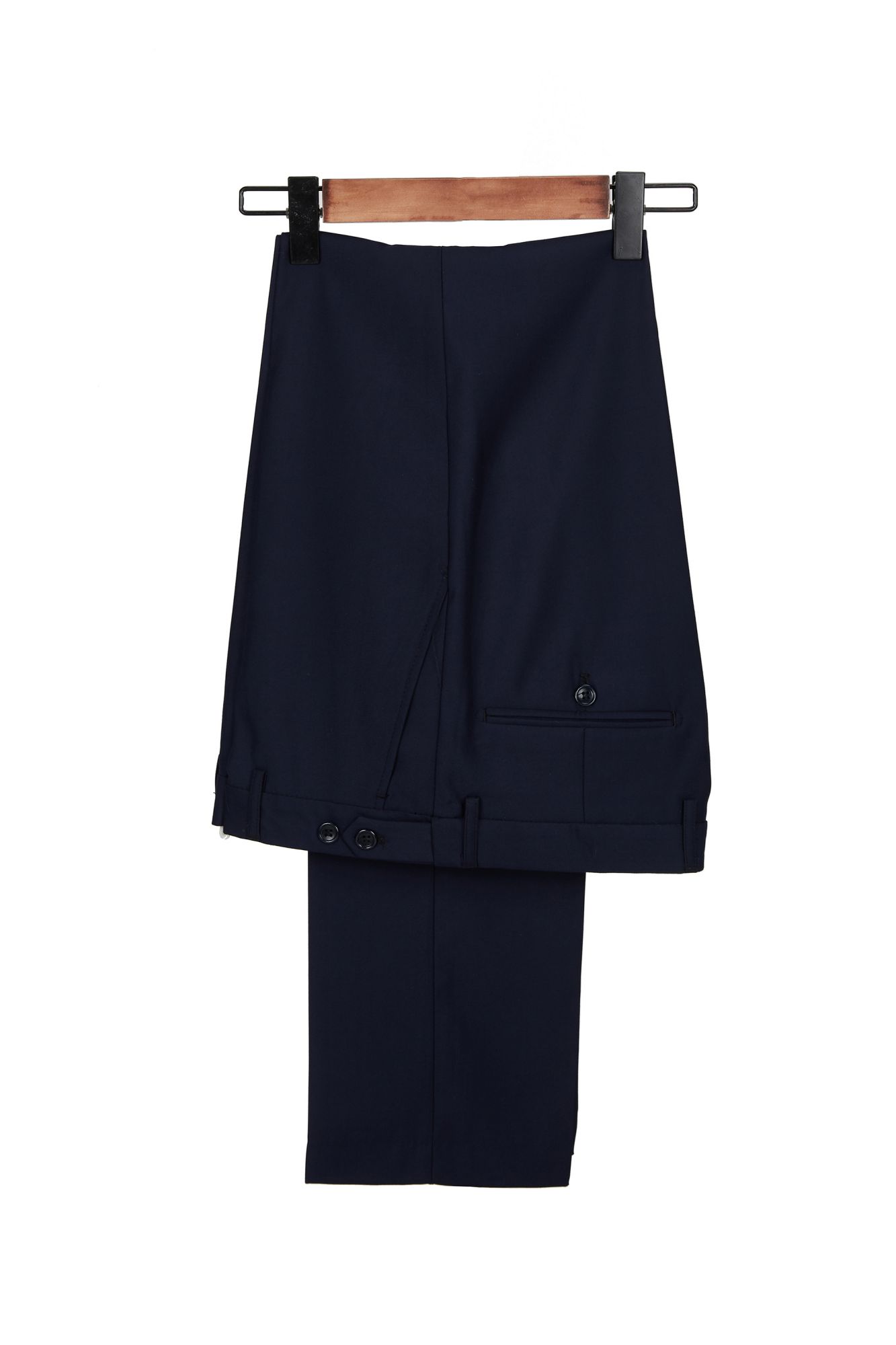 Dark Blue Peak Lapel Men¡¯s Wedding Suit with Velvet Lapel