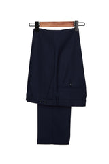 Dark Blue Peak Lapel Men¡¯s Wedding Suit with Velvet Lapel