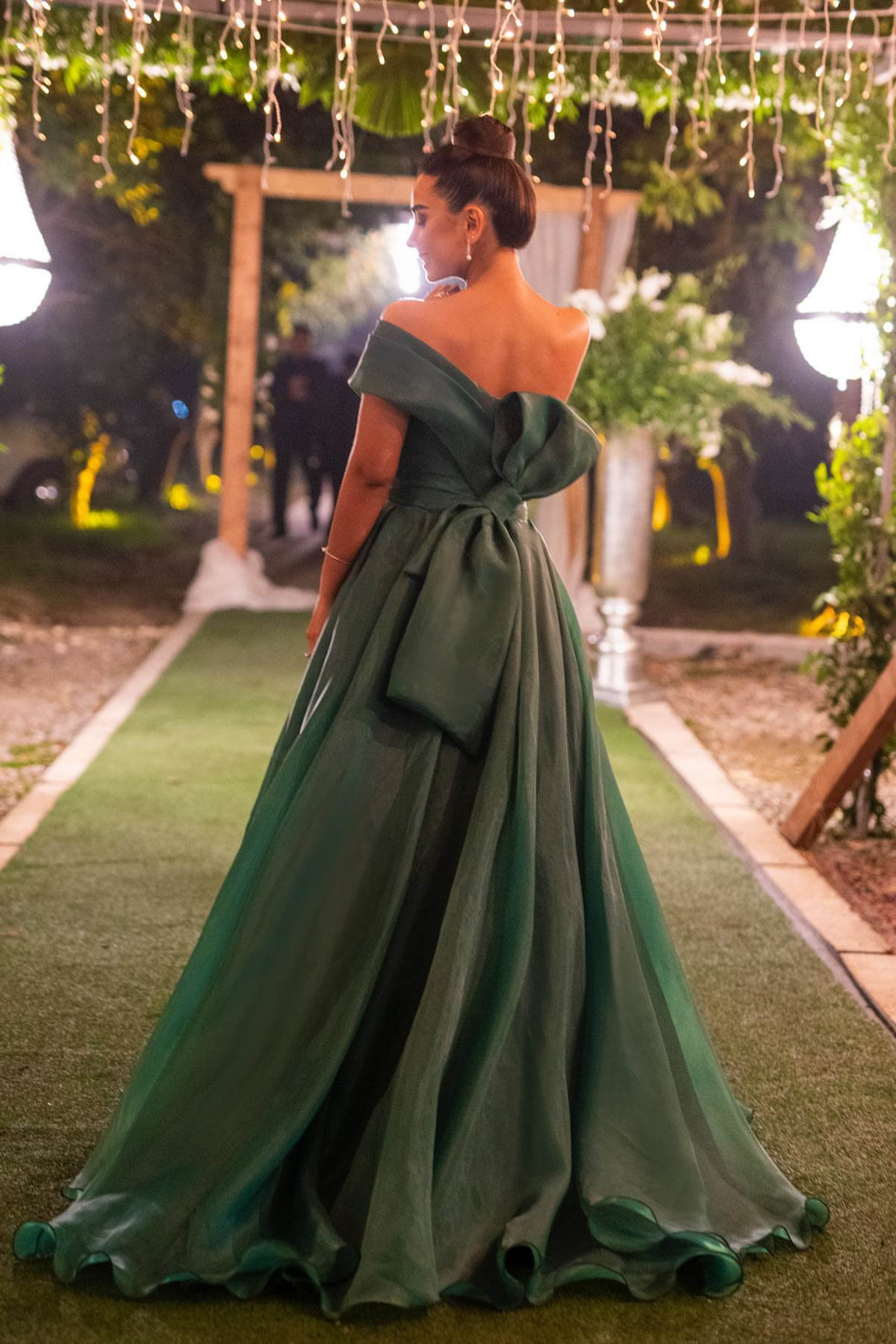 One Shoulder Mermaid Long Evening Dress with Bowknot and Front Split