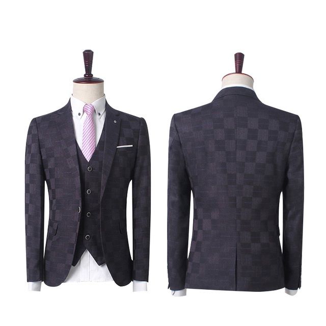 Dark Red Marriage Suit - Three-Piece Prom Tuxedo for Men