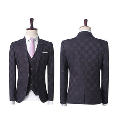 Dark Red Marriage Suit - Three-Piece Prom Tuxedo for Men