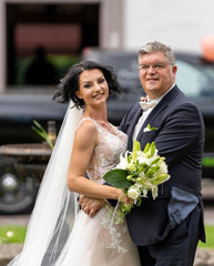 Deep V-neck A-Line Wedding Dress Floor-length With Backless Design Lace Appliques Tulle