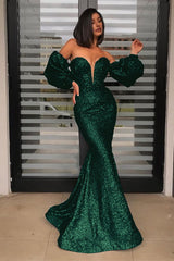 Strapless Sweetheart Mermaid Prom Dress with Detachable Sleeves and Sequins