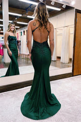 Elegant Appliques Spaghetti Strap Mermaid Evening Dress with Beadings