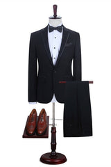 Elegant Black One-Button Prom Attire for Men 2024