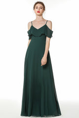 Elegant Cold-shoulder Flounced Crinkle Backless Bridesmaid Dresses Affordable-Babyonlines