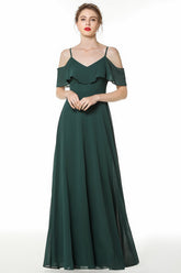 Elegant Cold-shoulder Flounced Crinkle Backless Bridesmaid Dresses Affordable-Babyonlines