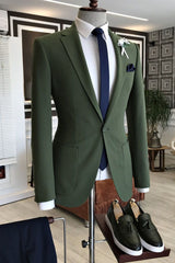 Elegant Dark Green Groom Suit with Notched Lapel