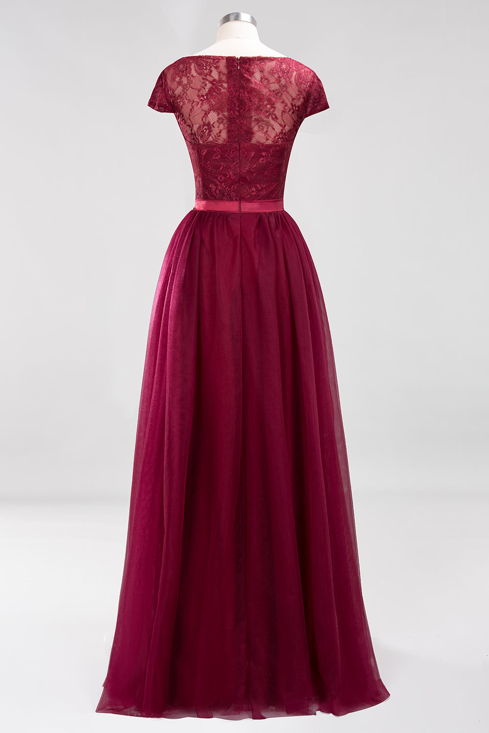 Elegant Lace Cap Sleeves Burgundy Bridesmaid Dresses Affordable-Babyonlines