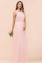 Elegant Lace Spaghetti Straps Affordable Long Bridesmaid Dress-Babyonlines