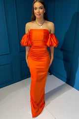 Elegant Off-the-Shoulder Bubble Sleeve Mermaid Evening Dress