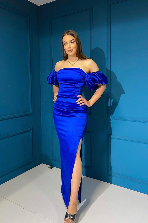 Elegant Off-the-Shoulder Bubble Sleeve Mermaid Evening Dress