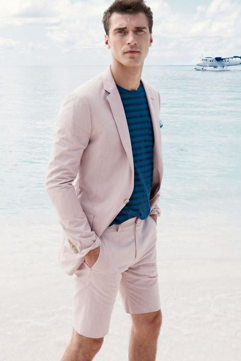 Elegant Pink Summer Blazer for Groom with Notched Lapel