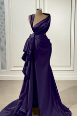 Elegant Red Long Prom Dress with High Split