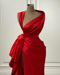 Elegant Red Long Prom Dress with High Split