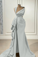 Elegant Red Long Prom Dress with High Split