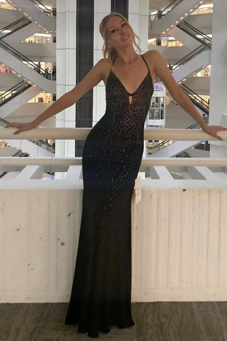 Elegant Red Mermaid Prom Dress with Rhinestone