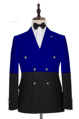 Elegant Royal Blue Double-Breasted Tuxedo Suit for Wedding