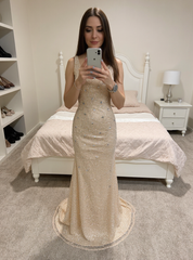 Elegant Long Mermaid Sequin Sleeveless Prom Dresses