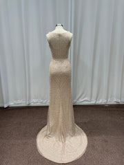 Elegant Long Mermaid Sequin Sleeveless Prom Dresses