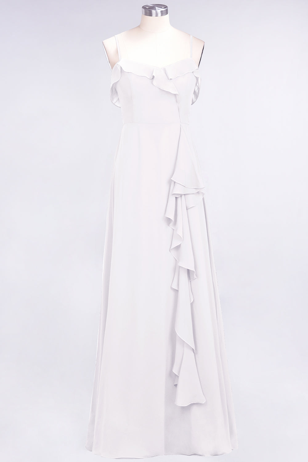 Elegant Spaghetti Straps Ruffle Burgundy Chiffon Dresses Affordable-Babyonlines