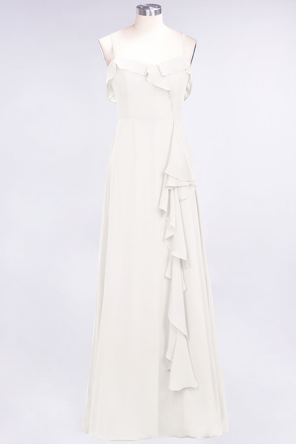 Elegant Spaghetti Straps Ruffle Burgundy Chiffon Dresses Affordable-Babyonlines