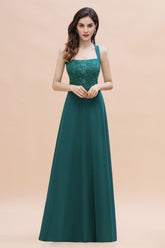 Elegant Straps Peacock Chiffon Appliques Bridesmaid Dress Sleeveless On Sale-Babyonlines
