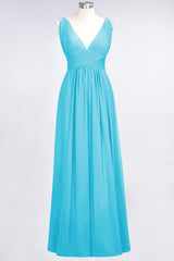 Elegant V-Neck Burgundy Chiffon Affordable Bridesmaid Dress with Ruffle-Babyonlines