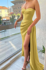 Emerald Green Sweetheart Mermaid Long Prom Dress with Split