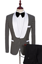 Fashion Black and White Shawl Lapel Prom Suit, Female Tuxedo