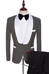 Fashion Black and White Shawl Lapel Prom Suit, Female Tuxedo