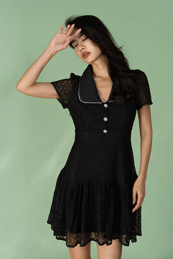 Babyonlines Fashion Black Short Sleeves V-neck Short Dresses