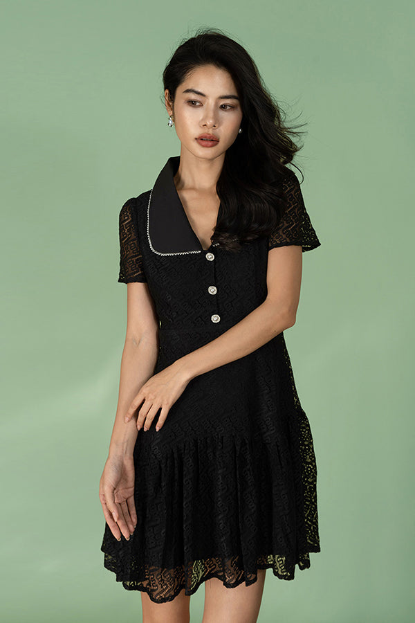 Babyonlines Fashion Black Short Sleeves V-neck Short Dresses