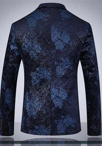 Fashion Dark Navy Lapel Men's Dinner Formal Three-Piece Business Prom Tuxedos