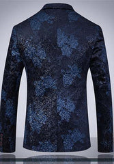 Fashion Dark Navy Lapel Men's Dinner Formal Three-Piece Business Prom Tuxedos