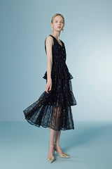 Babyonlines Fashion Sleevelesss V-neck Long Dresses with Ruffle