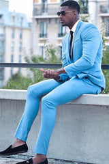 Fashionable Best-Fit Blue Two-Piece Party Suit for Men