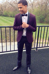 Fashionable Black Lapel Purple Designer Wedding Suit for Men
