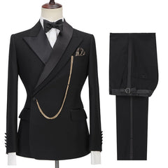 Fashionable Black Wedding Suit for Groom with Peaked Lapel