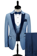 Fashionable Dark Navy Blue Tuxedo with Peak Lapel for Wedding and Prom