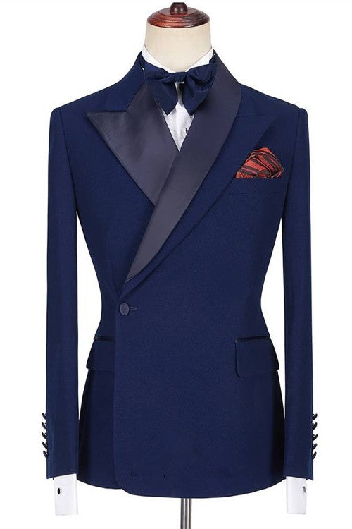 Fashionable Dark Navy Formal Dinner Suit with Peaked Lapel