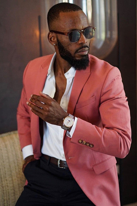 Fashionable Pink Morning Suit with Peaked Lapel for Wedding