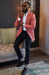 Fashionable Pink Morning Suit with Peaked Lapel for Wedding