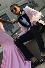 Fashionable Pink One-Button Prom Suit with Shawl Lapel and Jacquard