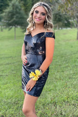 Sparkly Fuchsia Off The Shoulder Tight Short Homecoming Dress