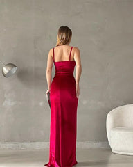Spaghetti Strap Mermaid Long Prom Dress with High Split