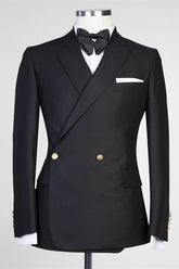 Formal Black Business Bespoke Prom Suit with Peaked Lapel